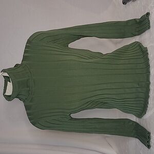 Kasper Knits, green turtleneck,  stretchy fabric